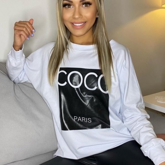 NWT White Coco Paris Oversized Sweatshirt - Picture 2 of 4